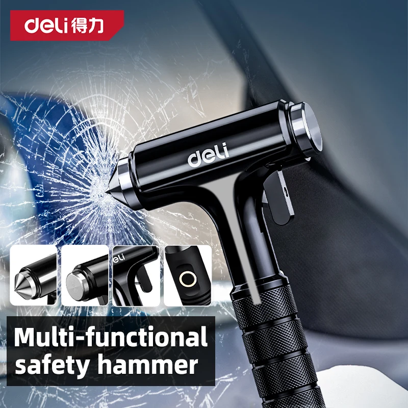 

DELI Car Safety Hammer Car Window Breaker Emergency Hammer Seat Belt Cutter Suitable for Car Rescue Escape Rescue Safety Hammer