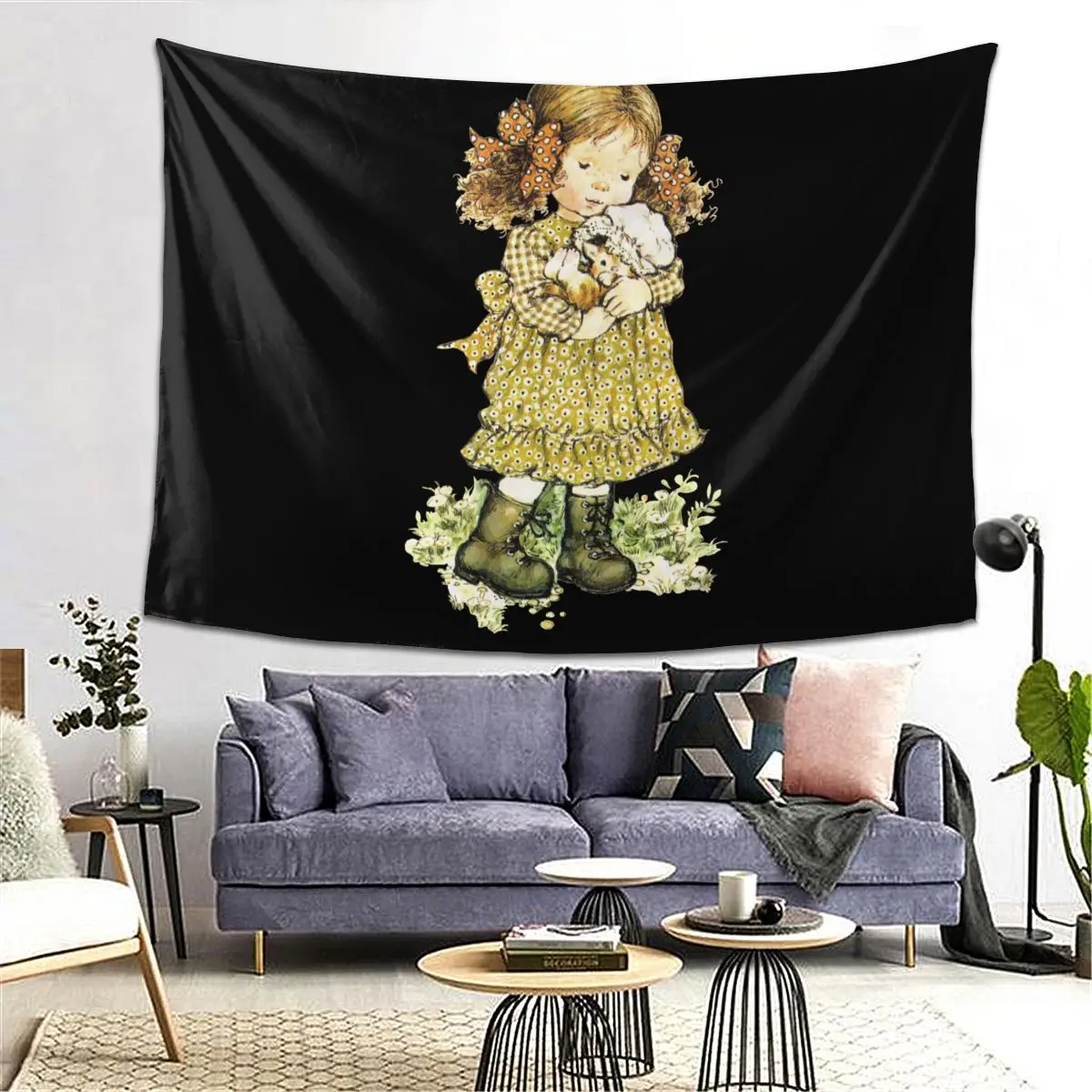 Sarah Kay Swing Girl Tapestry Decoration Art Aesthetic Tapestries for Living Room Bedroom Home Wall Cloth Wall Hanging