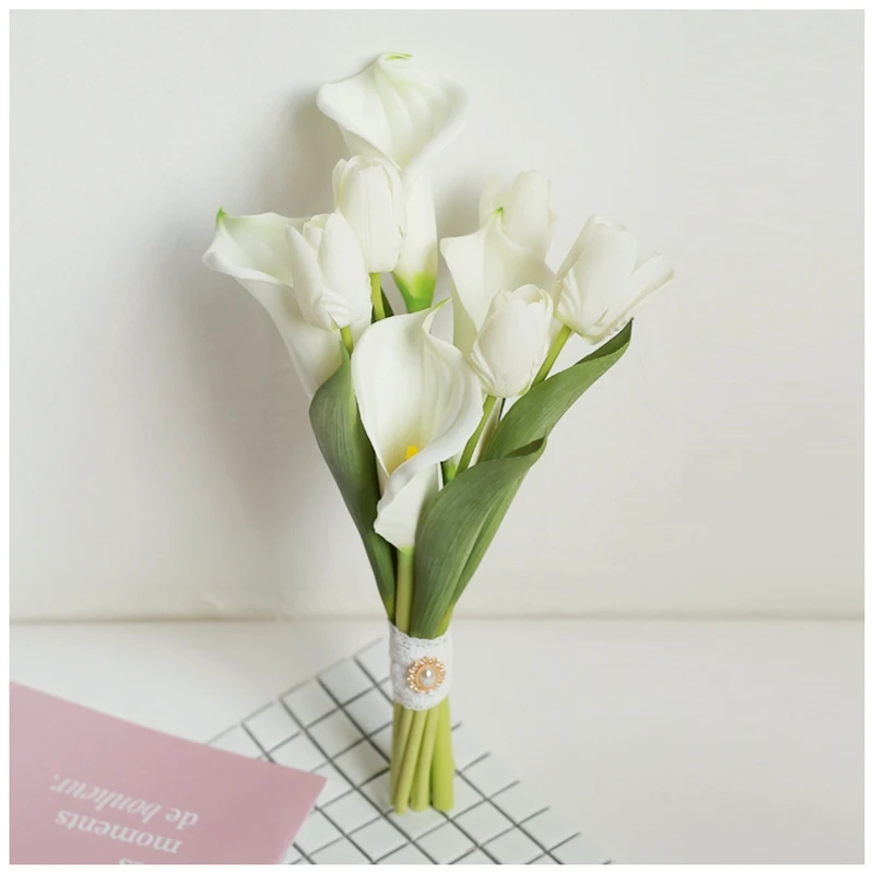 New Arrival Whitney WB581 Calla Lily with Tulip Flowers Bunch Bridal Flower Bouquet Décoration mariage chic élégante Simple