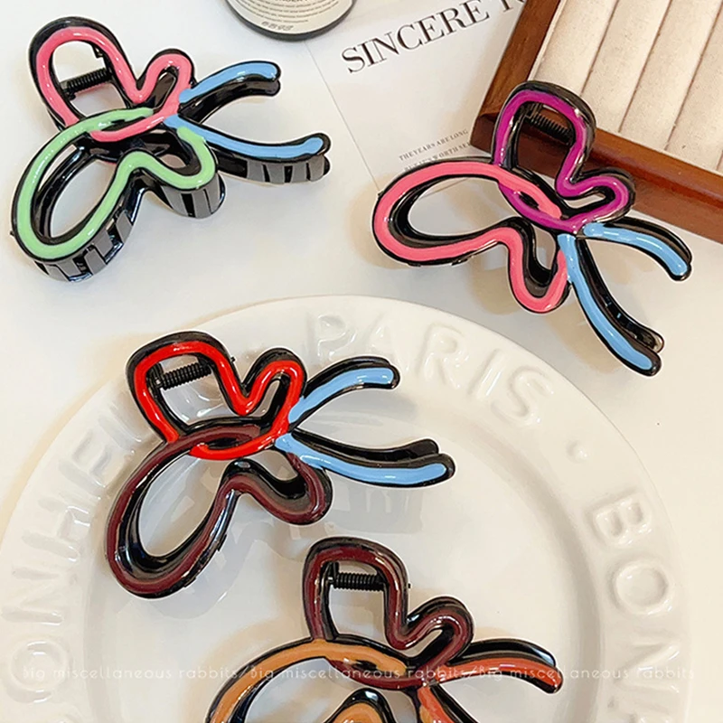 مشبك شعر بلاستيكي على شكل فراشة ملونة للنساء والفتيات، زينة شعر حلوة، عصابة رأس خلفية، مشبك شعر، إكسسوارات للشعر #5