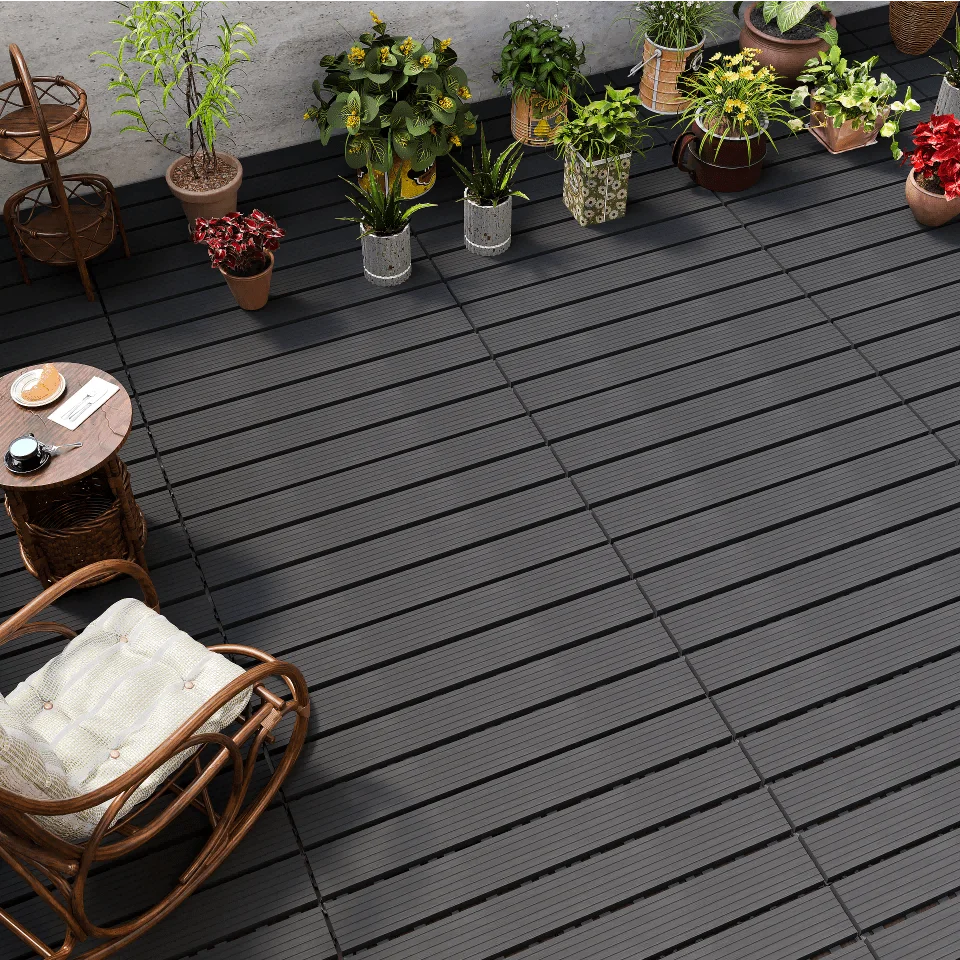 20 Interlocking Plastic Floor Tiles - Size 24'X12' - Waterproof For Outdoor Use - Ideal For Poolside, Balcony, Backyard Flooring