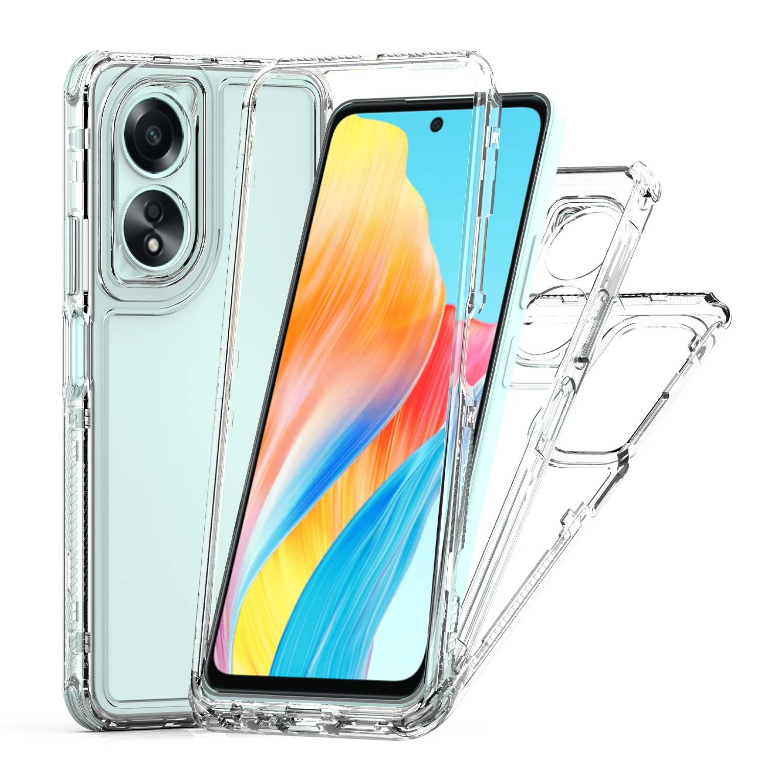 Case for Oppo A18 A38 A58 A78 A79 4G 5G Reno10 Pro Reno7 4G Global Clear Bumper Front Frame Acrylic Silicone Hard Phone Cover