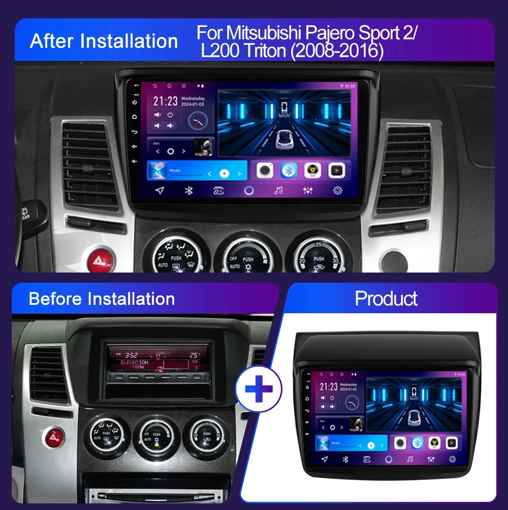 Car Android 14 Carplay For Mitsubishi Pajero Sport 2 L200 Triton 2008 - 2016 Auto Radio Stereo GPS Navigation Multimedia Player