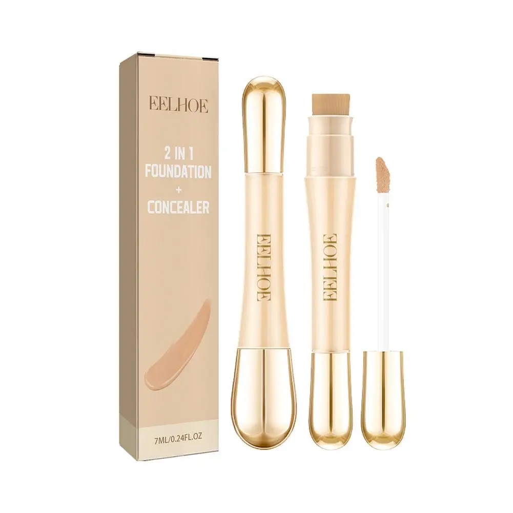 Double Head Face Foundation Concealer Pen Face Concealer Stick Contouring Makeup Highlighter Natural Head Dual Concealer X9U2