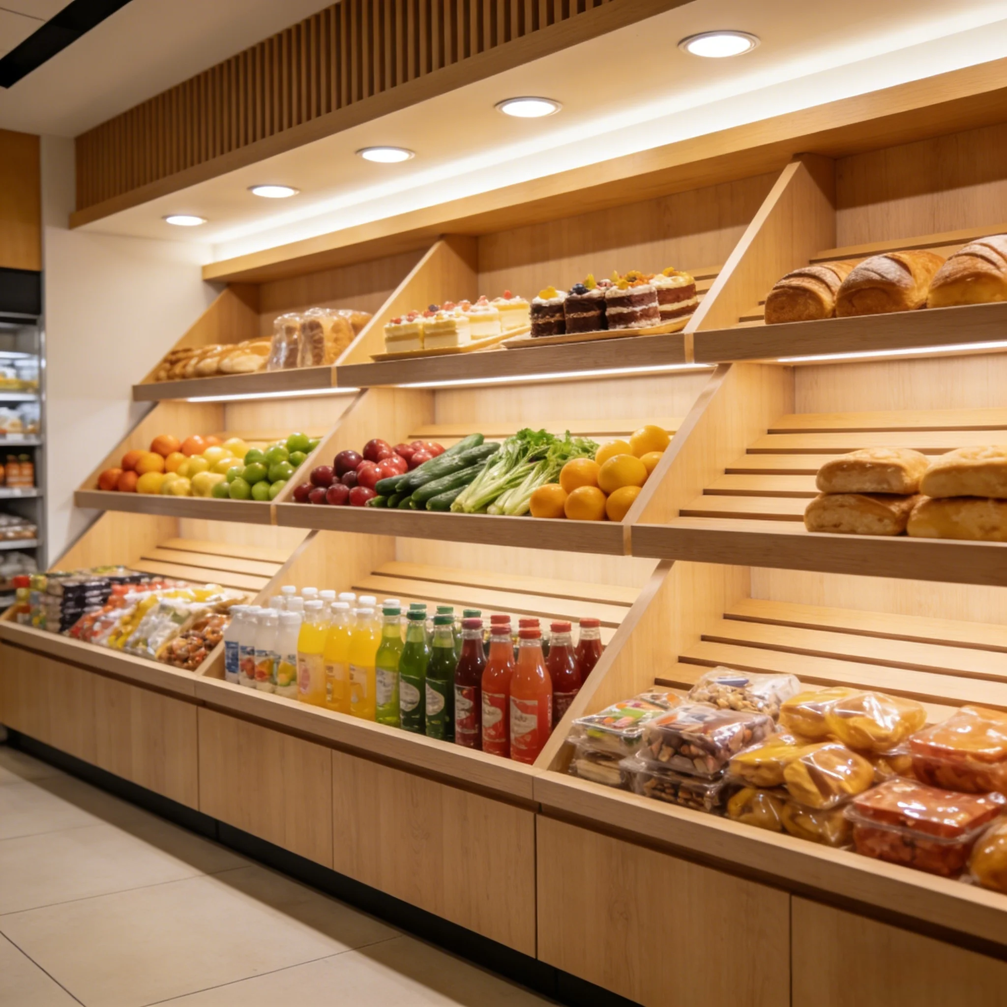 Wooden Snack Display Cabinet Display Stands Are Adjustable, Suitable For Convenience Stores And Retail Stalls