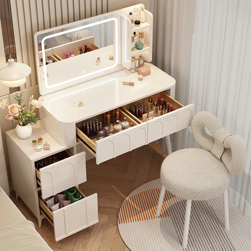 

Minimal LED Dressing Table Women Essentials Aesthetic White Dressing Table Drawer Nordic Coiffeuse De Chambre Bedroom Furniture