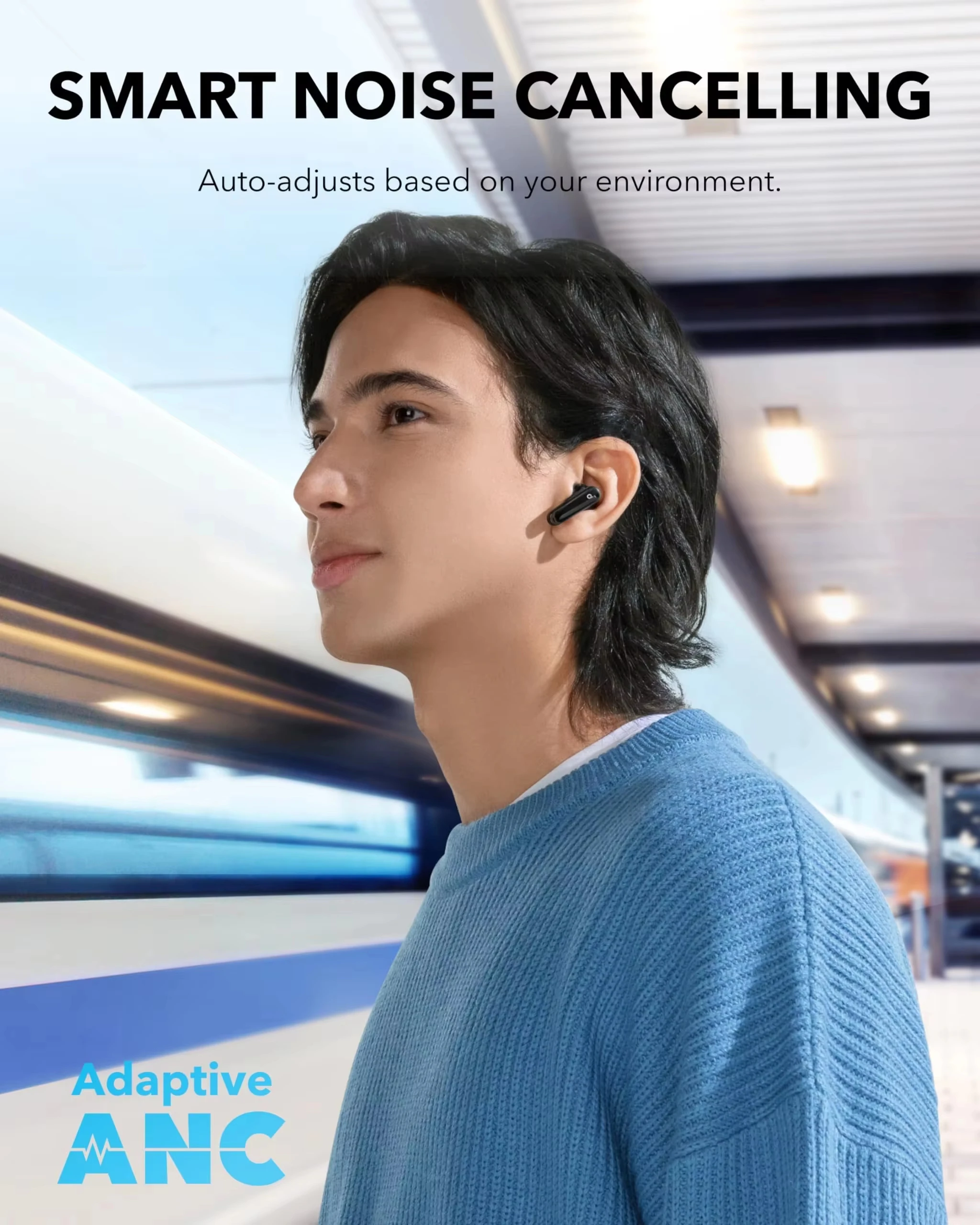 سماعات أذن لاسلكية أصلية 100% Soundcore P40i A3955 من Anker مزودة بخاصية إلغاء الضوضاء IPX5 شحن لاسلكي بلوتوث 5.3 60 ساعة وقت تشغيل