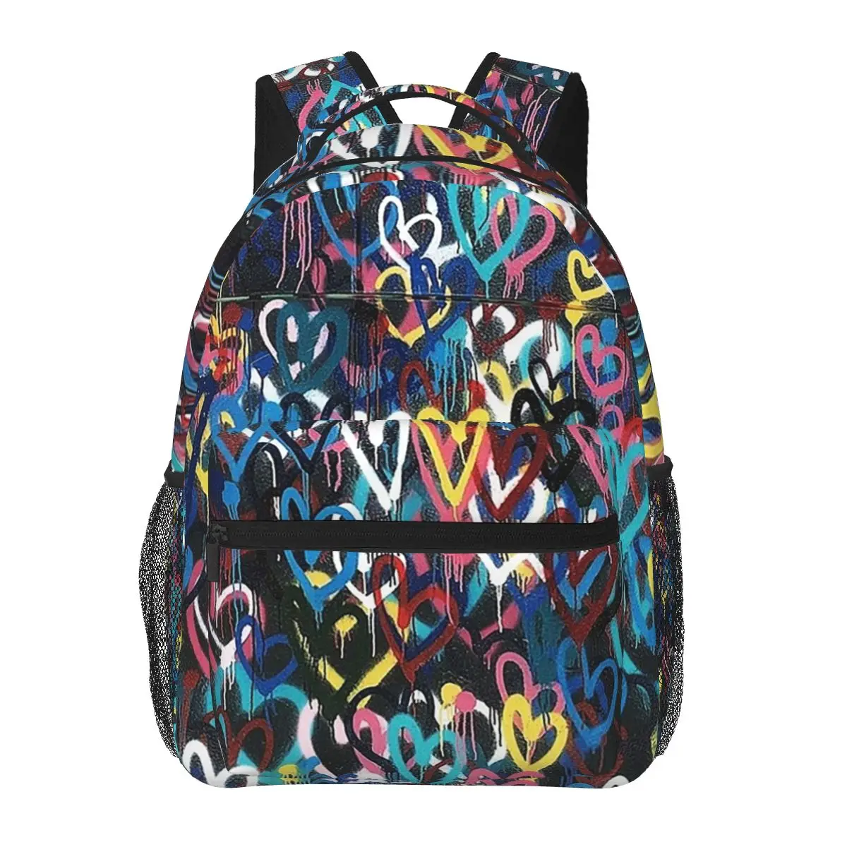 Coração Graffiti Mochilas para Meninos e Meninas, Estudantes Bolsas escolares, Mochila De Viagem Dos Desenhos Animados, Bolsa De Ombro, Mochila De Grande Capacidade