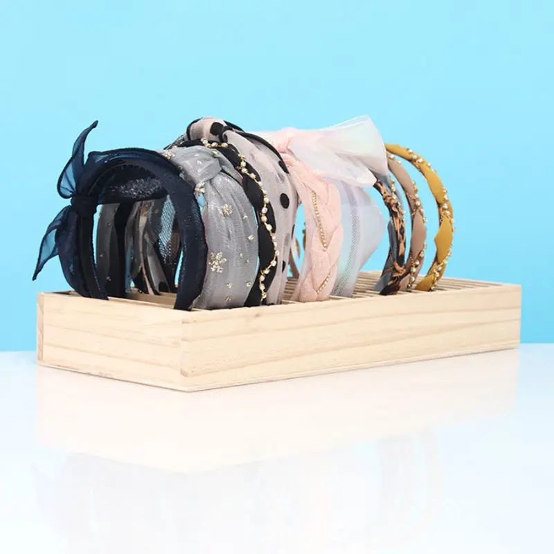 Headband Storage Holder Stand Organizer Hairband Display Box Acrylic Wood Rack Band Hoop For Women Girls