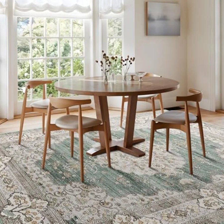 

Washable 10x14 Area Rug Large Rug for Living Room Stain Resistant Low Pile Carpet Vintage Oriental Rug for Bedroom with Non Sli