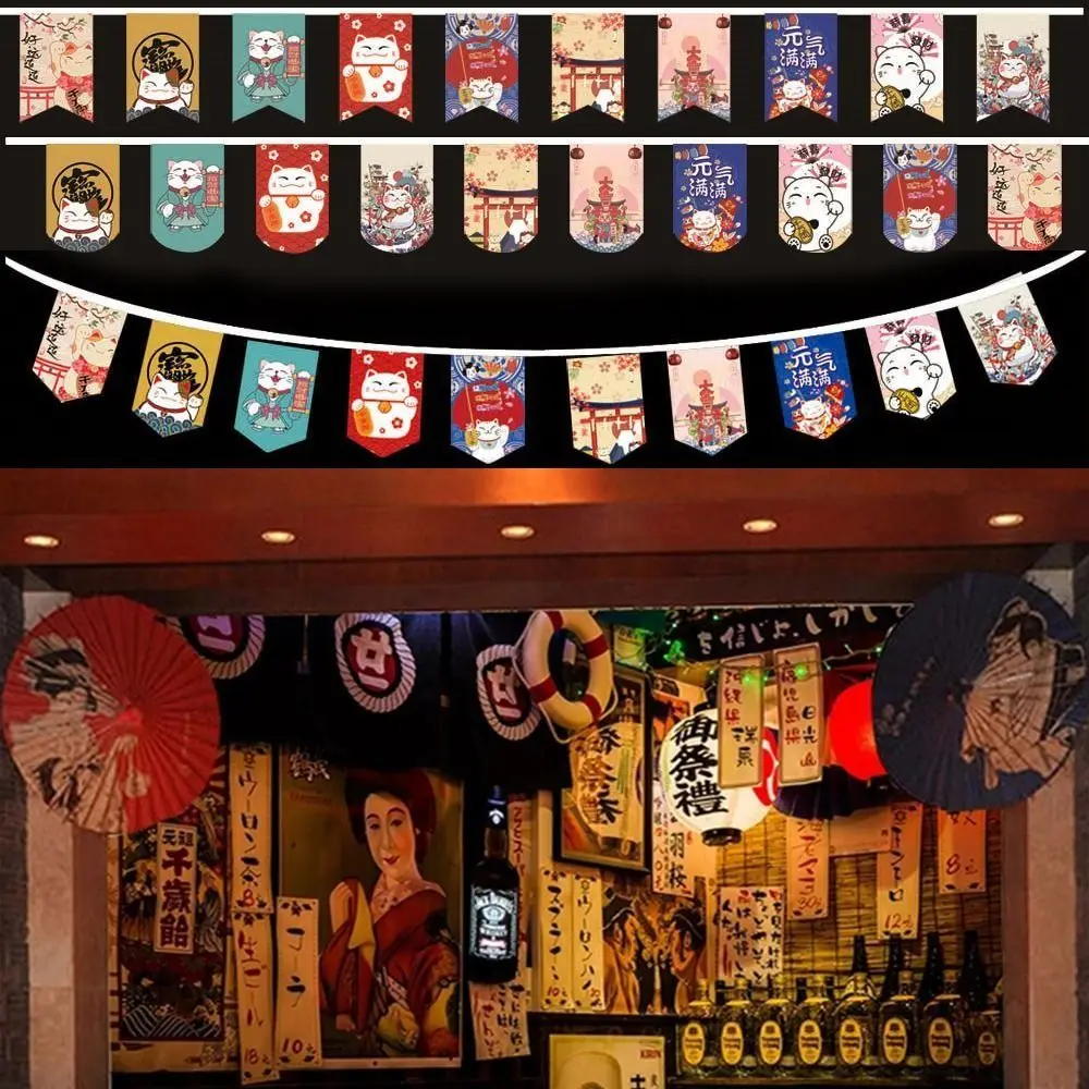 Decors Hot Pot Sushi Japanese Hanging Flag Sashimi Ramen Cuisine Cultural Bistro Decorative Banner Japan Small Colored Flag Bar