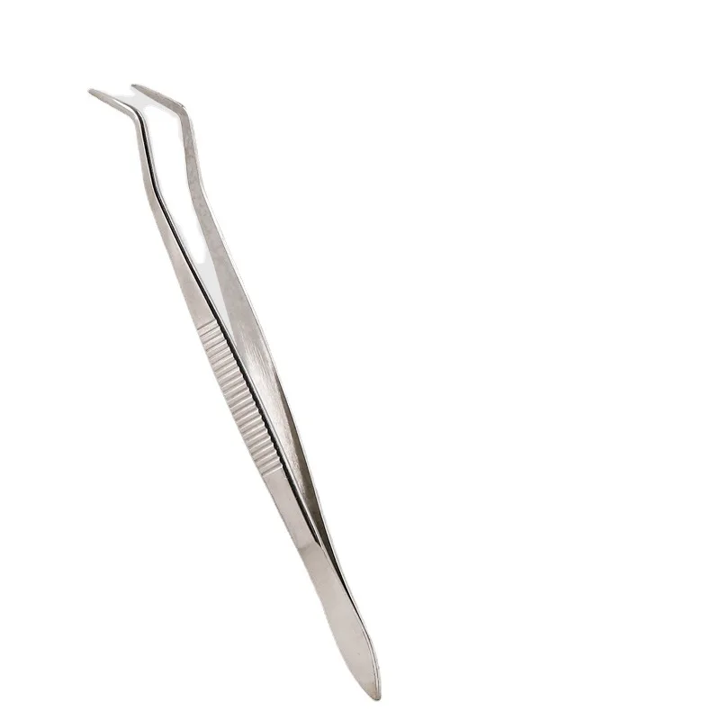 

Зубные щипцы двойные изогнутые с зубчатой рукояткой, 16 см, для ватных тампонов, хирургический инструмент, щипцы для ваты и перевязочных материалов