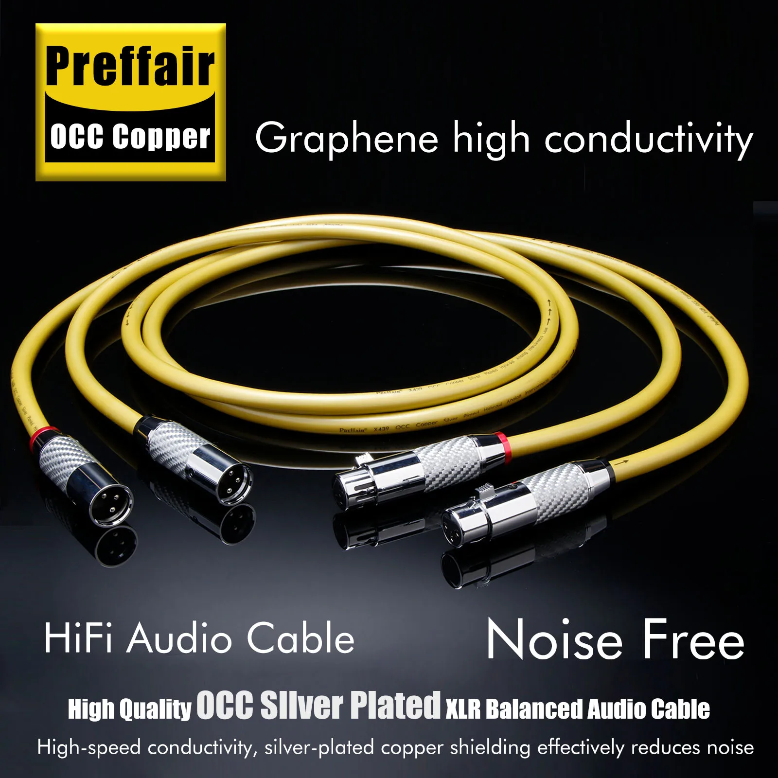 Pair XLR Cable OCC Silver Plated XLR Audio Extension Balanced Cable 18AWG OCC Copper Braid Audiophile Amplifier Mix Xlr Cord
