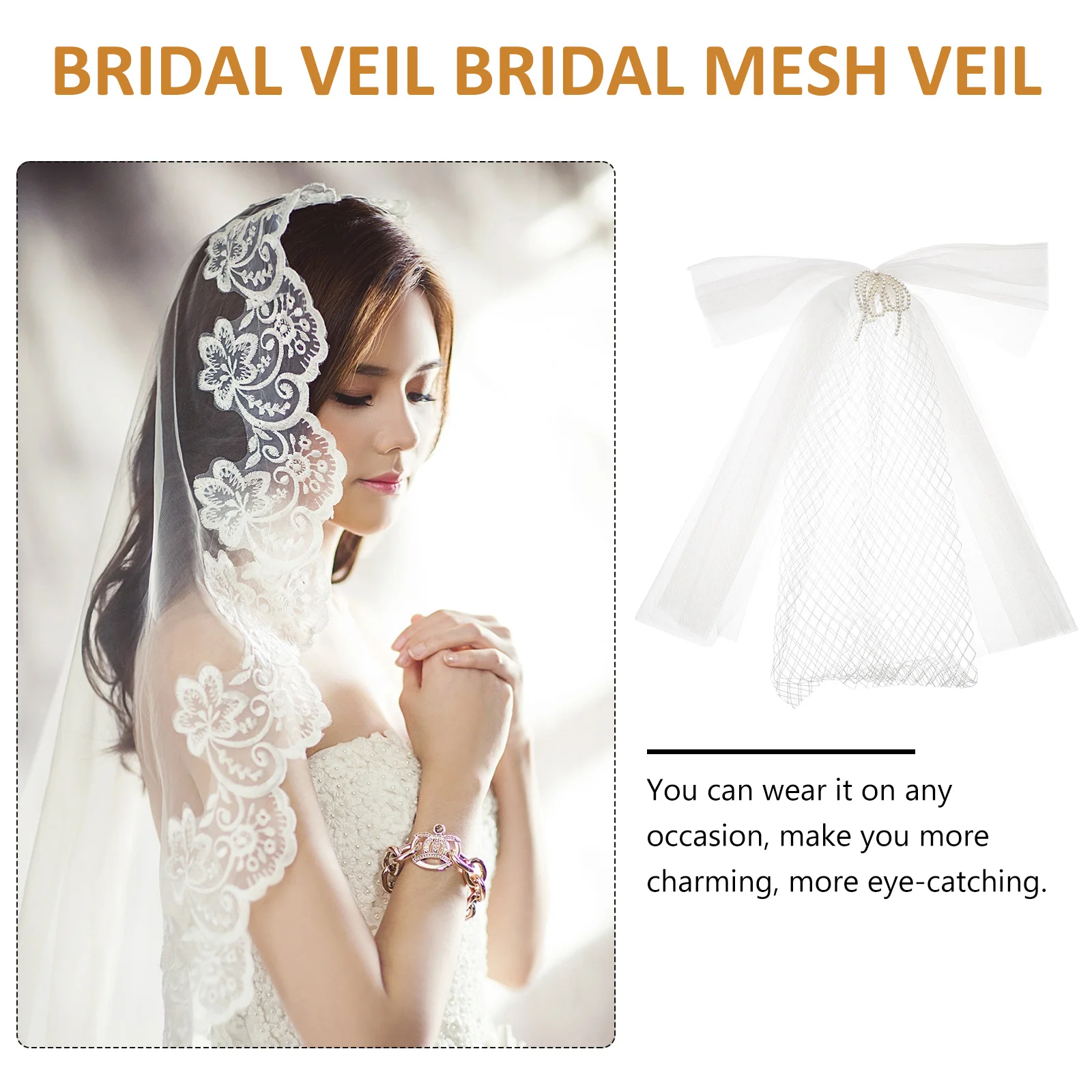 

Short Pearl Wedding Veil Elegant Bridal Hair Accessories Bride Hair Decor Wedding Headpiece Bridal Mesh Veil Veils for Bride