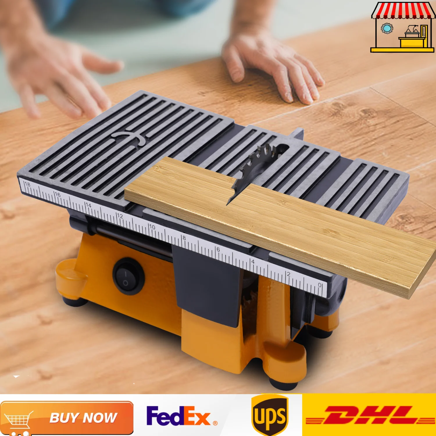 4 Inch Mini Electric Table Saw,90W Hobby Craft Saw Bench Top Cutting Miter Saw Metal Ceramic Glass Cutter with 3 Pieces Blades