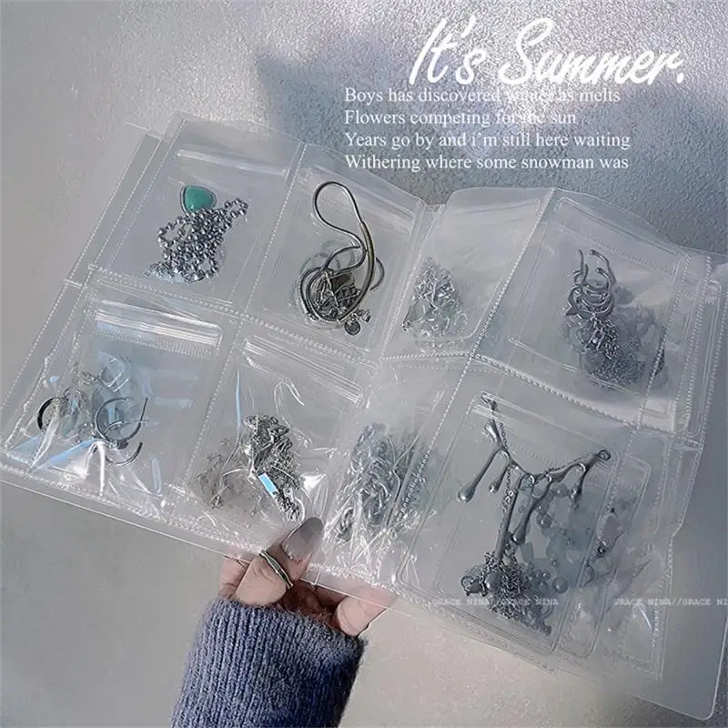 Storage Bag 10/30/50 Pcs Simple Dustproof PVC Ring Necklace Anti-oxidation Organizer Transparent Jewelry Storage Book