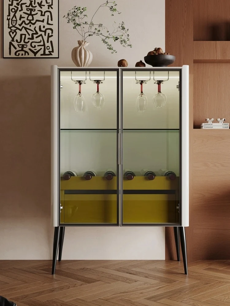 

Made of Glass High-Grade Side Cream Style Sideboard Cabinet Living Room Light Luxury Small Display Cabinet