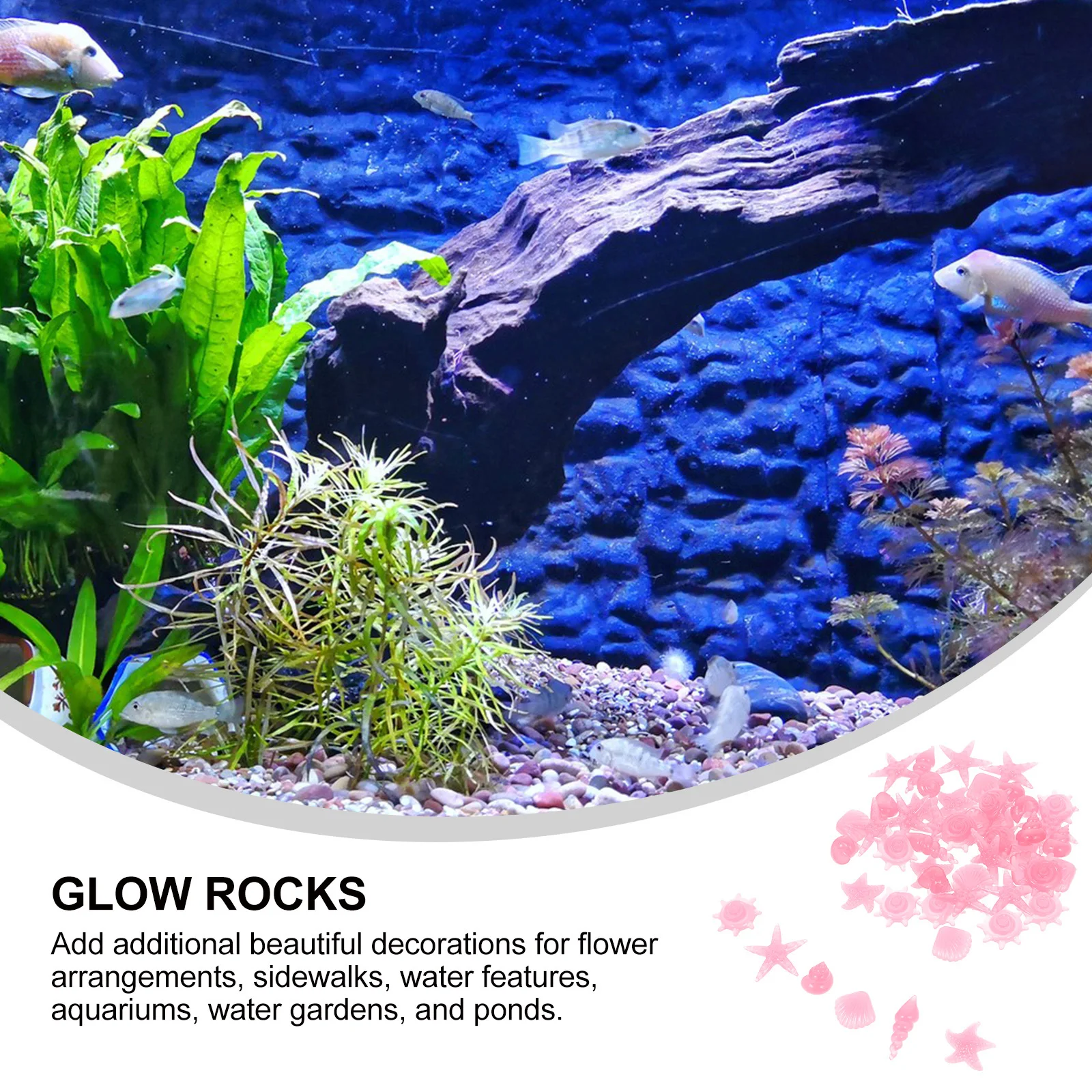 

50Pcs Glow Rocks Aquarium Pebbles Decorative Flowerpot Multi-Function Gravel Glow in The Dark Pebbles Aquarium Rocks