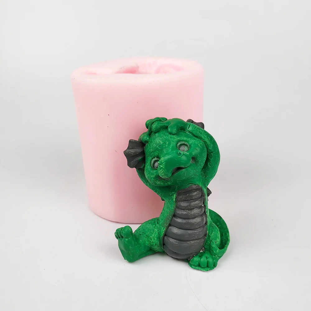3D Cute Cartoon Toy Fondant Mould Baby Happy Dragon Soap Silicone Mold Mousse Cake Molds Silicone Mold