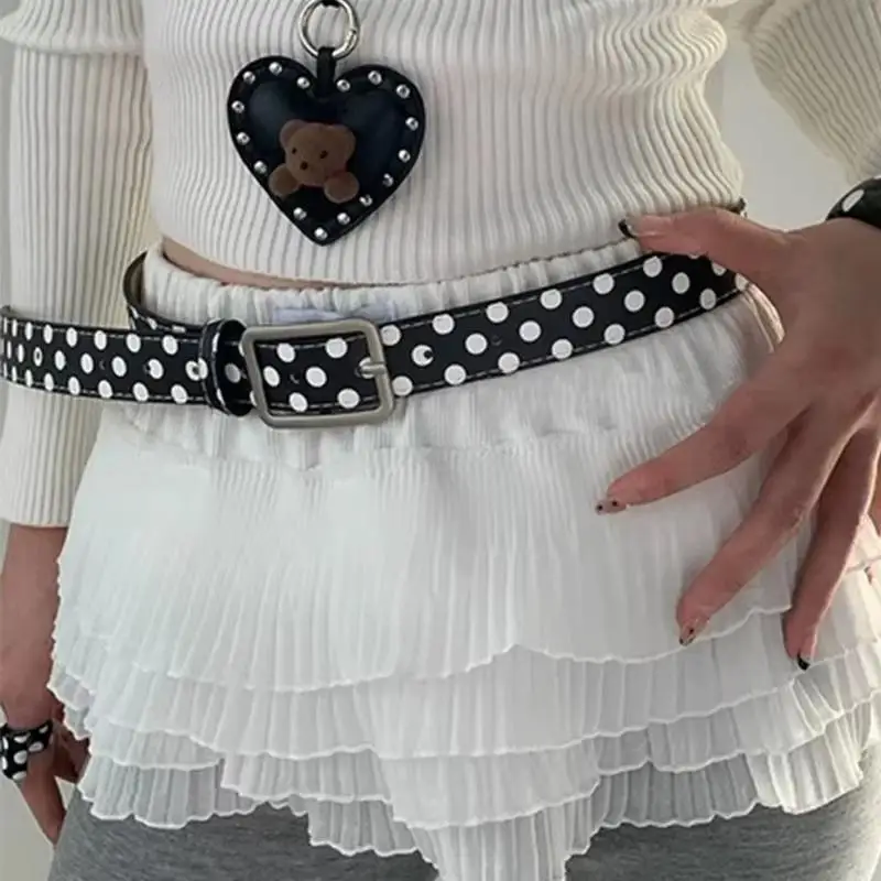 /Vly/Dot Faux Leather Belt Adjustable Metal Buckle Cute Print For Jeans Dresses Casual Daily Wear Polka