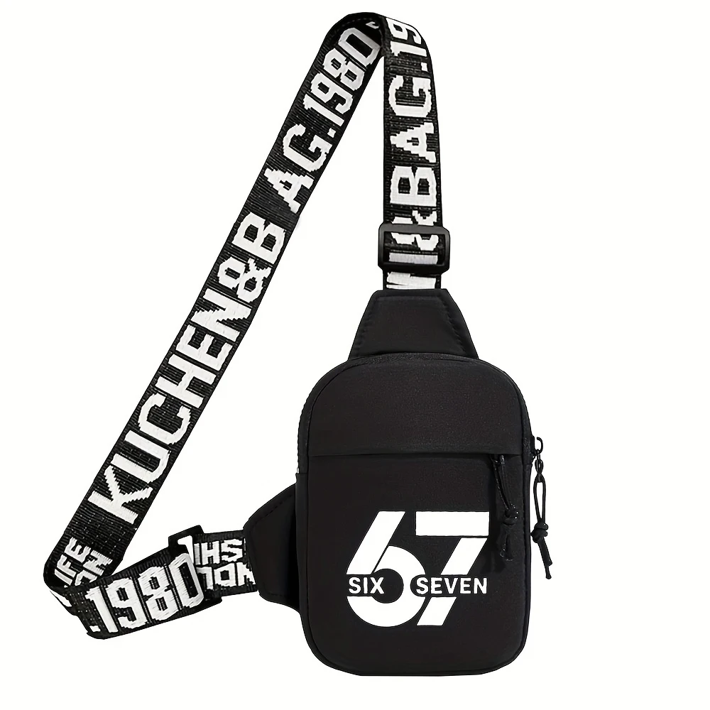 

Versatile Fashion New Men's Chest and Waist Bag Nylon Bag English 67 Printed Multi-Functional Shoulder Phone Bag