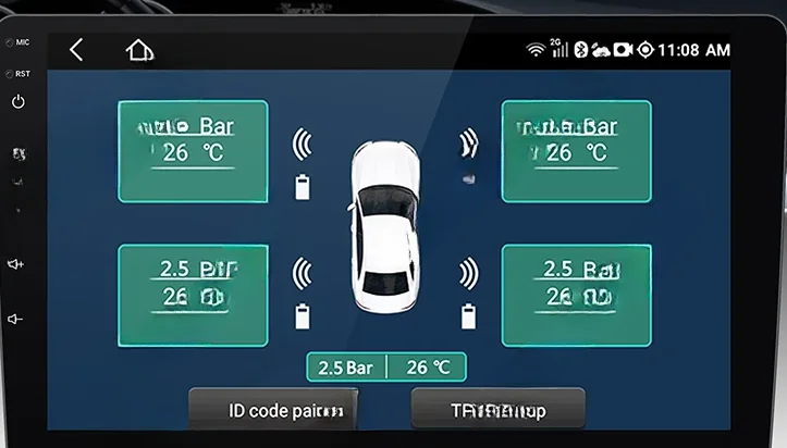USB TPMS Car Tire Pressure Alarm Monitor System for Car Android Navigation Player with 4 Sensors 5V Wireless Transmission