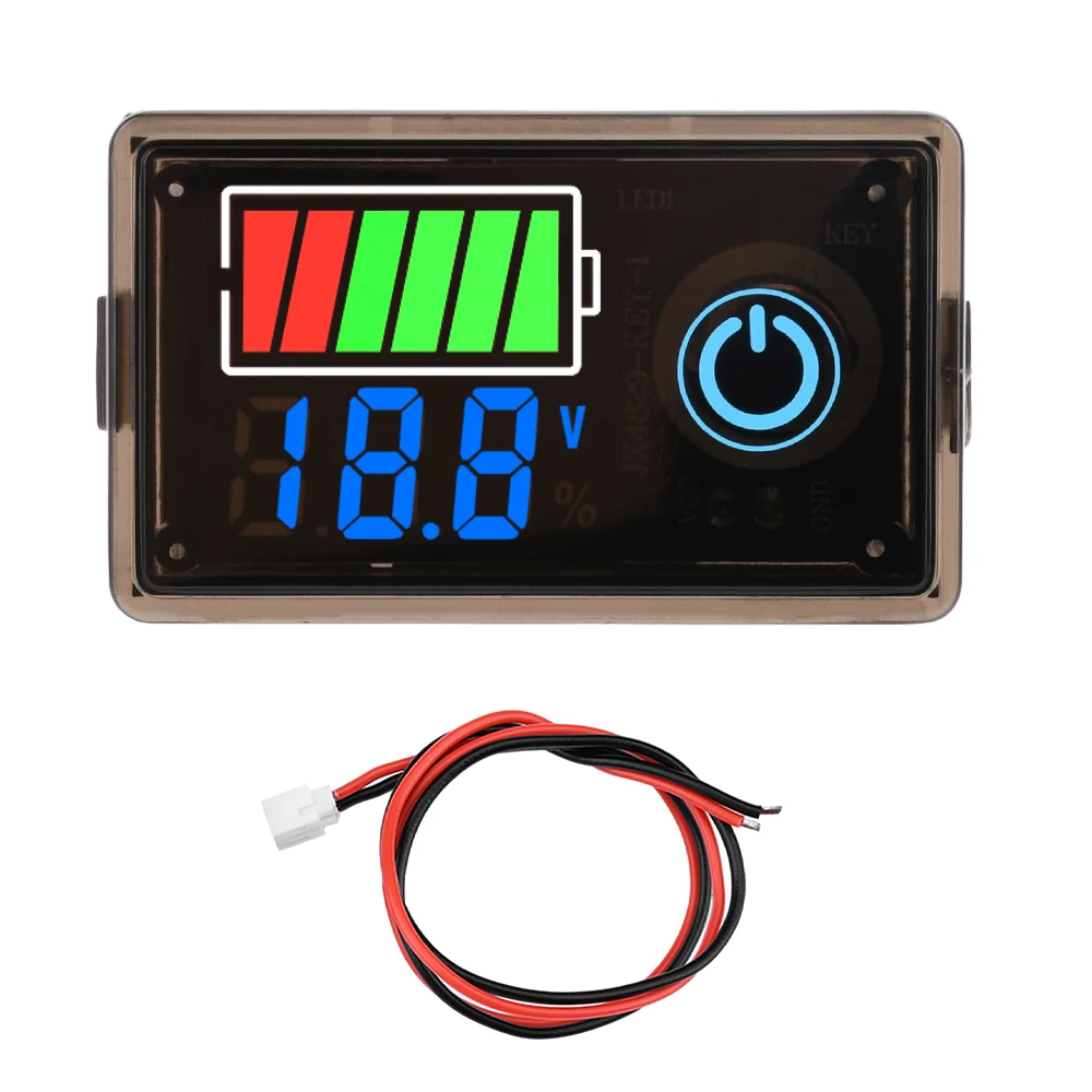 Battery Voltmeter Charge Level Indicator LED DC 8-100V Volt Current Meter Two-wire  Lithium Battery Capacity Meter ﻿