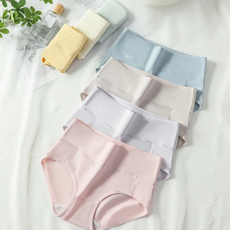 4Pcs Cotton Women Panties High Waist Body Shaper Underwear Breathable Panty Ladies Briefs Slim Soft Underpants Female Lingerie