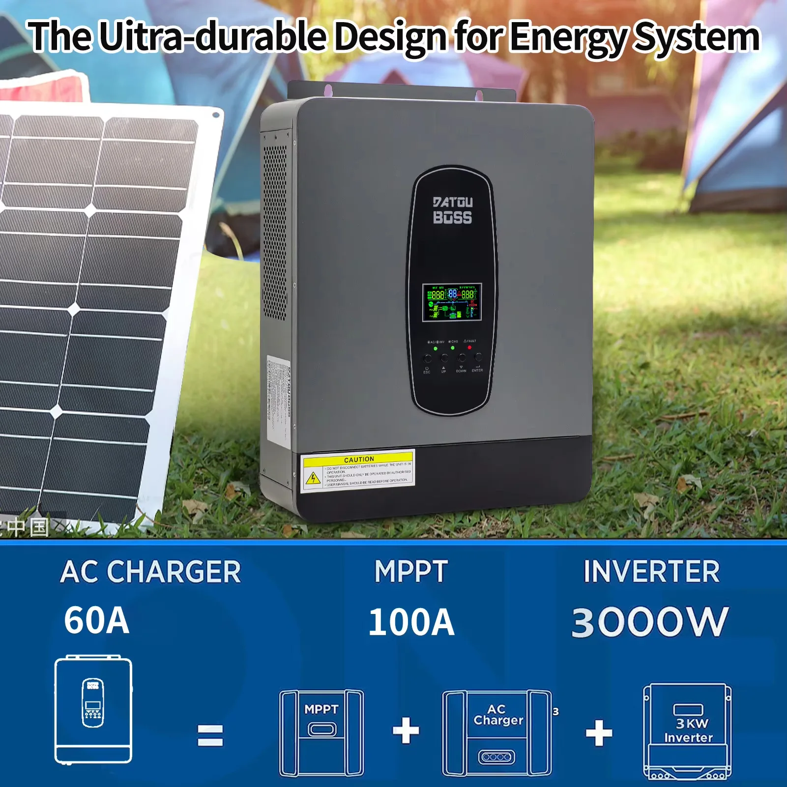 Inversor híbrido Solar DATOUBOSS, fuente de alimentación de 24V, salida de 3000W, banda de onda sinusoidal pura de 220-240V, carga de batería MPPT, onda sinusoidal pura