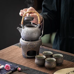 1 piece/1 set, antique ceramic teapot, alcohol lamp, ceramic heating base, tea making set, indoor fireplace stove, outdoor teapo
