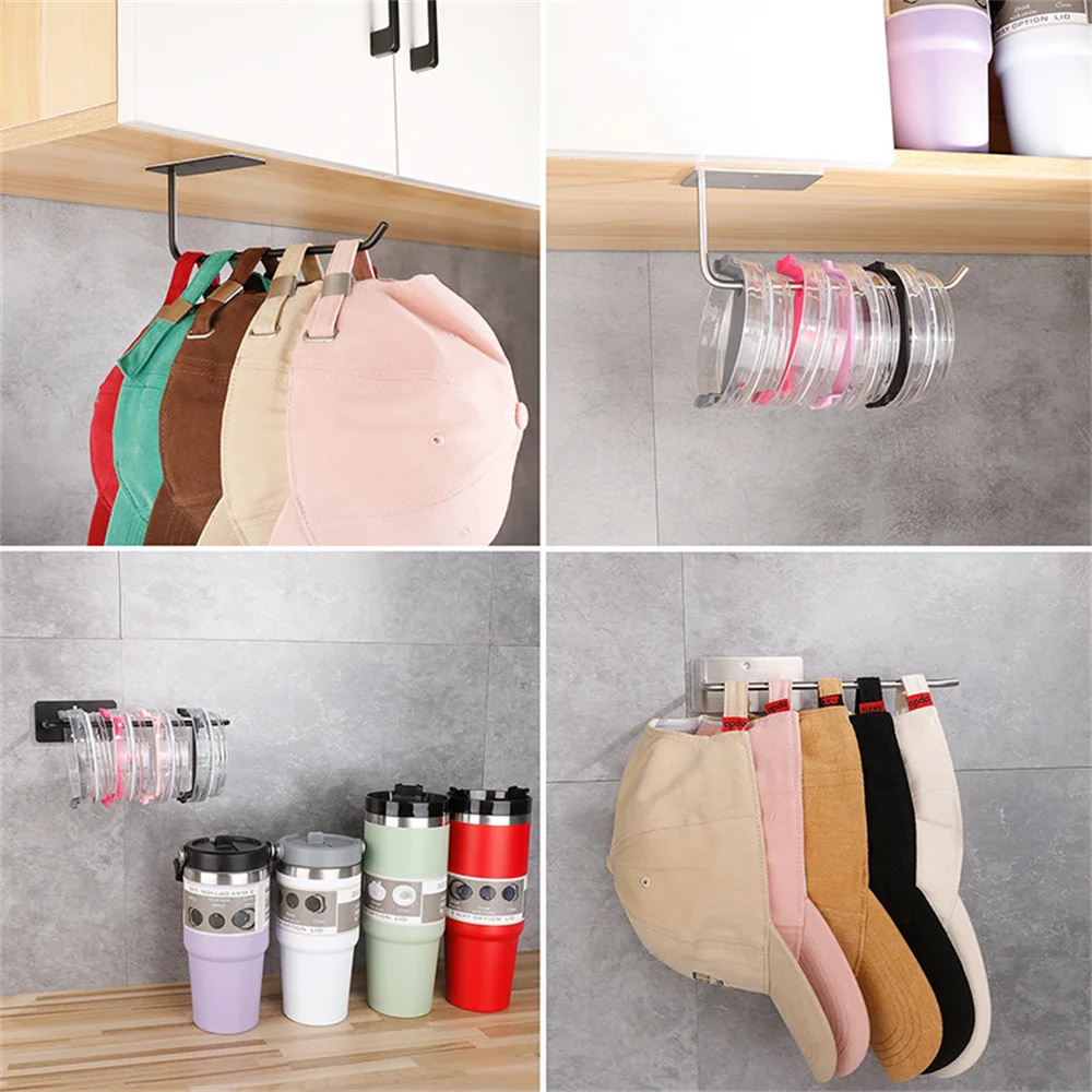 No Punching Baseball Cap Hat Rack Wall Mounted Casual Hat Clothing Jewelry Storage Hook Bathroom Kitchen Bedroom Storage Rack