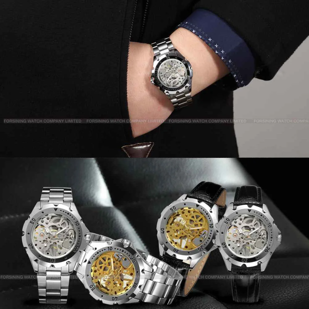 Fashion Forsining Top Brand Men Women Watches Luxury Skeleton Lady Clocks Hand Wind Mechanical Dress Lover Female Watch Gift