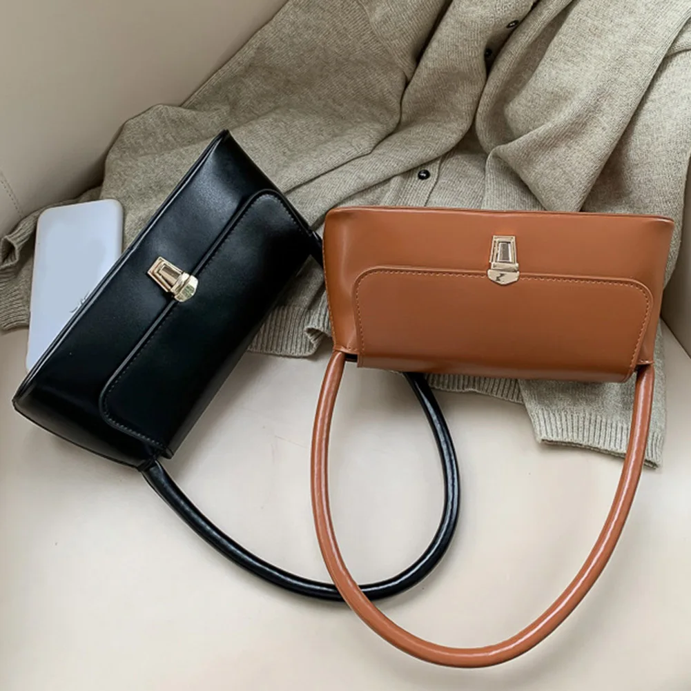 المرأة ريترو حمل حقيبة العصرية خمر تحت الإبط حقيبة المحمولة عادية بولي Leather الجلود بلون مقبض بسيط مصمم حقائب اليد #6