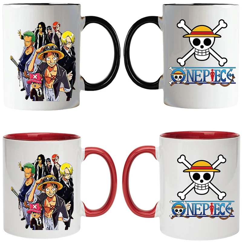 

11oz Anime ONE PIECE Luffy Nami Chopper Cartoon Creative Roronoa Zoro Cute Ceramic Mug Office Kawaii Coffee Milk Tea Cup Gift