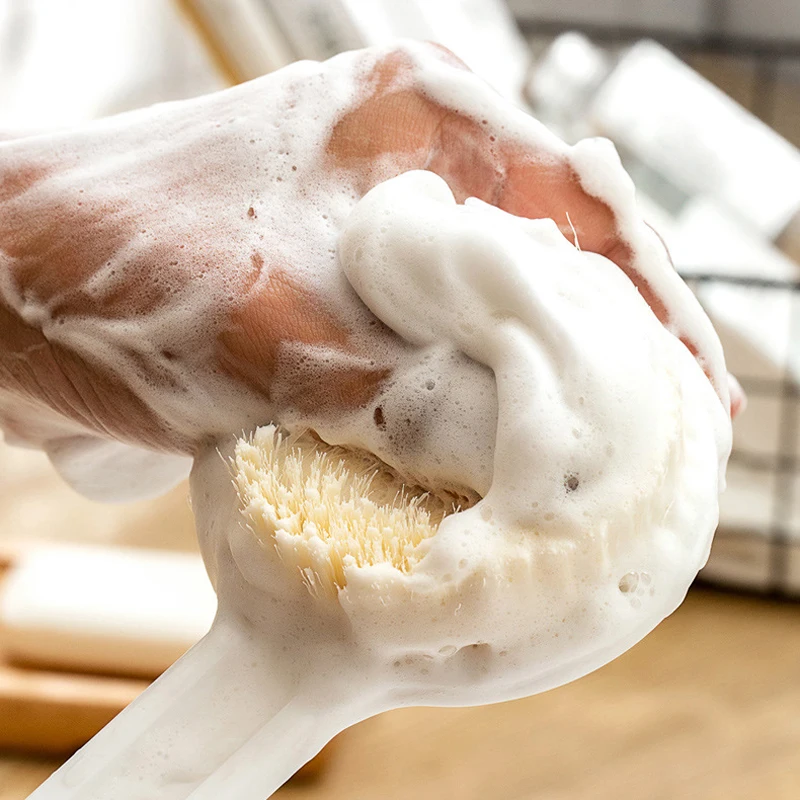 1 Buah sikat mandi pegangan panjang murah dengan bulu lembut pengelupasan dan sikat mandi pijat untuk aksesori kamar mandi Pria Wanita