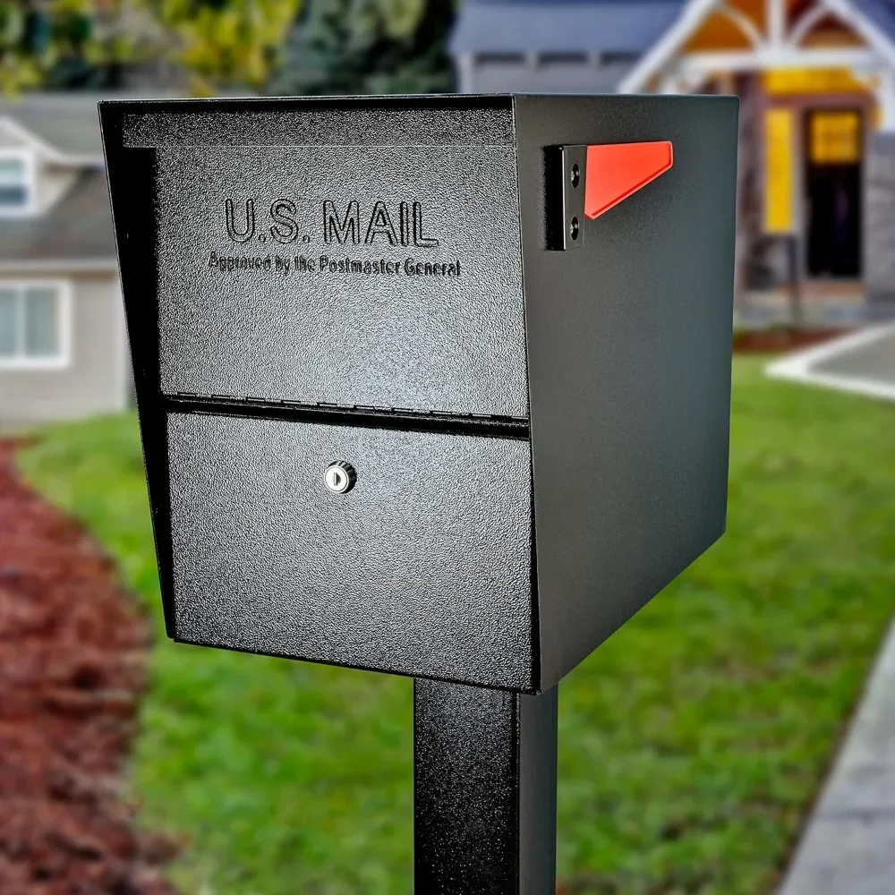 

7206 Package Master Curbside Locking Security Mailbox | Black,Medium & 7144 Box Bar for Two Applications, 2 Mailbox Spreader