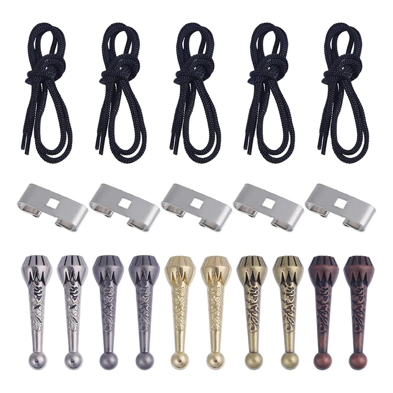 (New)-20Pcs Bolo Tie Making Kit Metal Cord End Caps DIY Bolo Tie Making Kit With Alloy Cord Ends Bolo Tie Slider Buckle