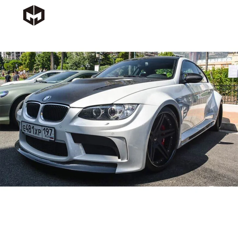 Front Bumper Rear Bumper Side Skirt Vent Fenders Flares Engine Bonnet Hood V Style Wide Body Kit for BMW M3 E92 E93