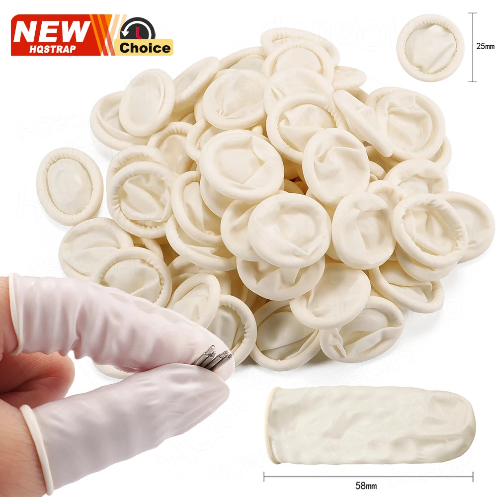 100 Stück schützende Fingerspitzen-Gummihandschuhe, Einweg-Latex-Fingerlinge, Rolle, Mund, Fingerabdeckung, dicker Latex, dünn, staubdicht