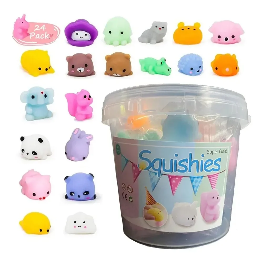12-64 SZT. Upominki na Przyjęcia Kawaii Zwierzątka Squishy Mochi Gniotek Zabawka Sensoryczna Fidget Zabawki Torebka na Upominki Świąteczne Prezenty do Skarpetek