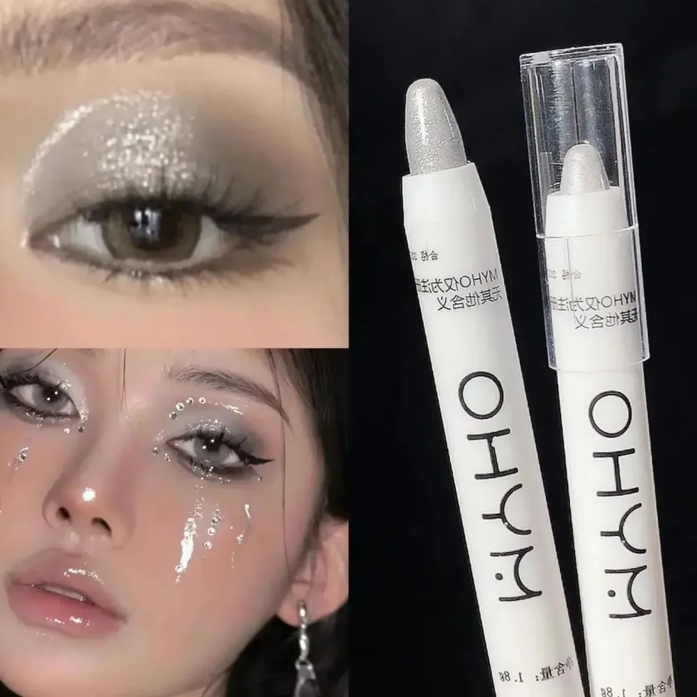 Glitter Highlighter Pen Pearlescent Lying Silkworm Pencil Brightening Eyes Stick White Silver Eye Makeup Waterproof Long-lasting