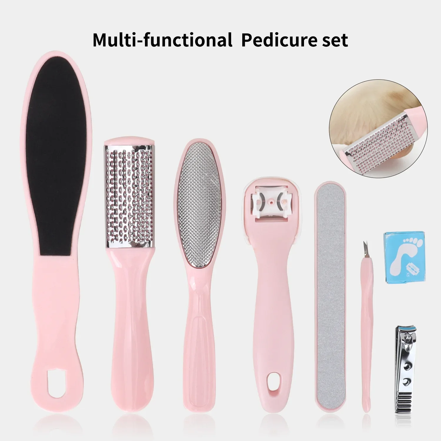 Foot repair tool 8 Pcs Set stainless steel footboard file, professional for removing dead skin and calluses, foot care beauty