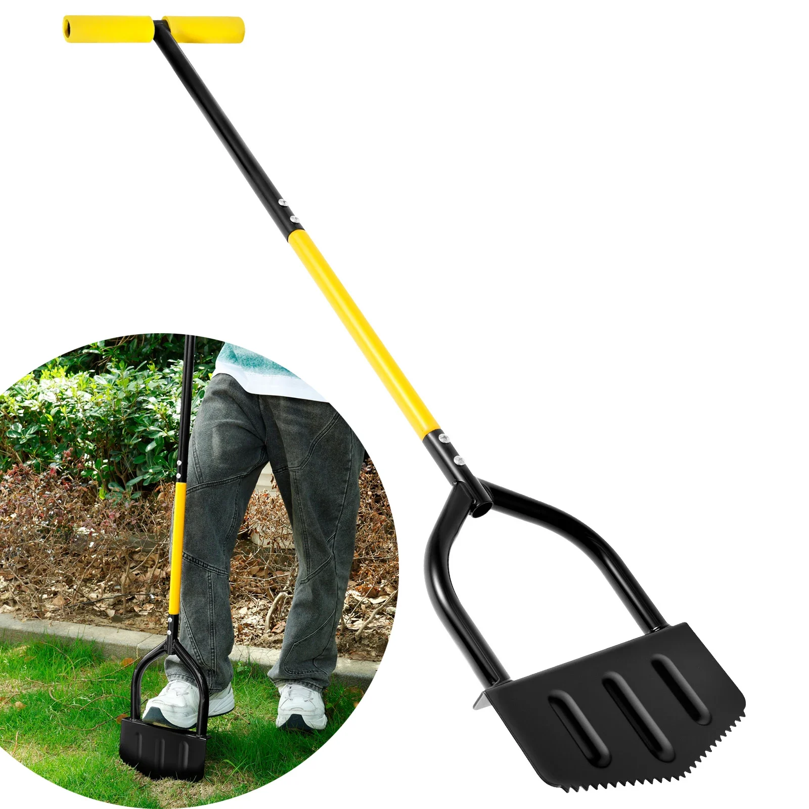 

Half Moon Lawn Edger 41.7 Inch Stainless Steel Garden Grass Edger Tool with T Grip Handle for Lawn Trim and Garden Maintenance