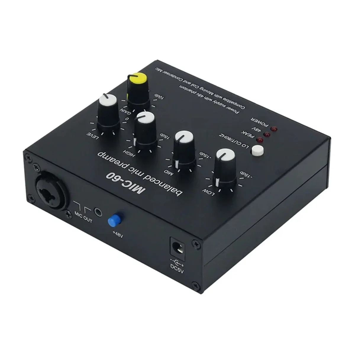 MIC-60 3-Band Equalizer Balanced Mic Preamp Microphone Preamplifier with DC Cable and 3.5mm Cable