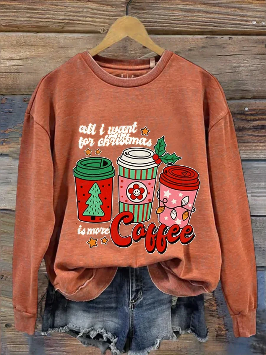 Coffee Christmas Teacher Gifts Casual Sweatshirt 3D Printed Women Casual Pullover