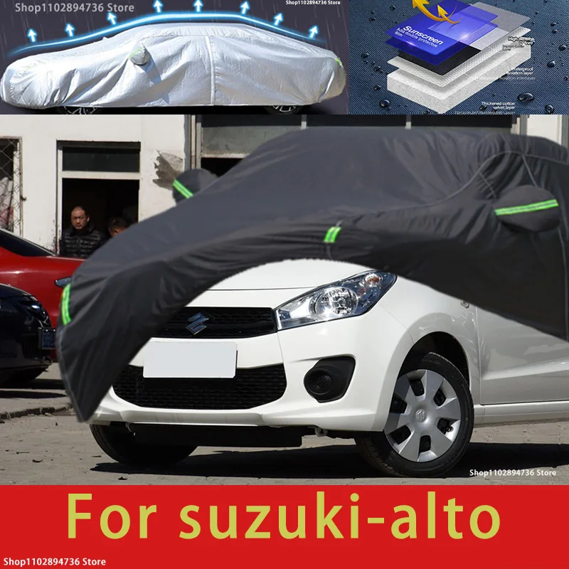 For SUZUKI Alto Fit Outdoor Protection Car Covers Snow Cover Sunshade Waterproof Dustproof Exterior black car cover