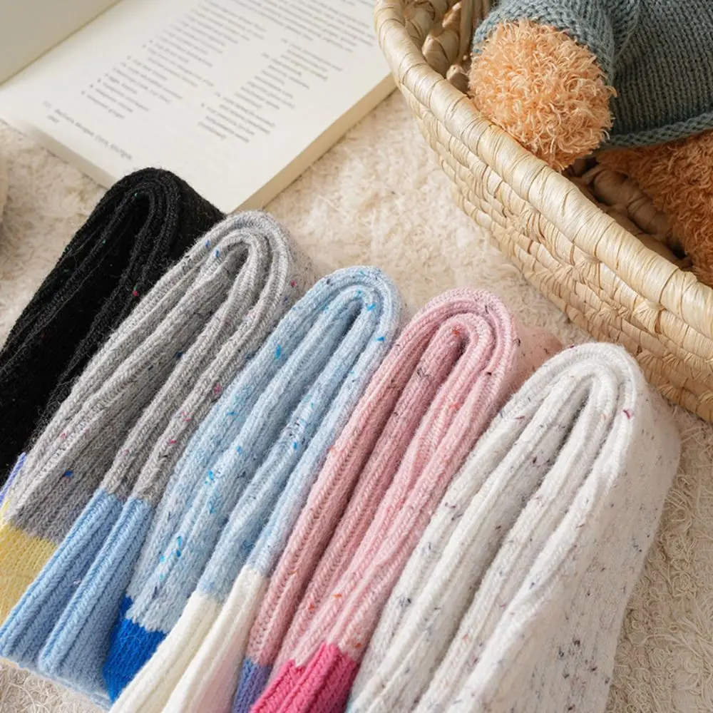 New Thick Warm Socks Cotton Soft Breathable Mid Tube Socks Mixed-color Dot Women Stockings Female
