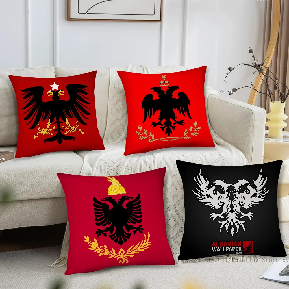 Albanian Flag Pillow Case Fashion Square Pillowcase Bedroom Sofa Room Ins Decoration Leisure Cushion Cover 40x40