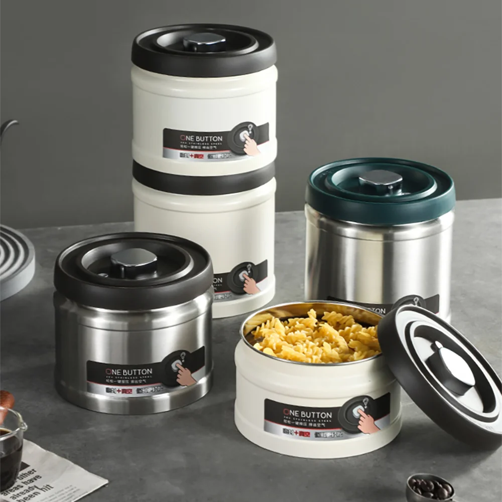Kaffeebohnen Vakuum Versiegelter Tank Edelstahl Getreide Tee Nuss Lagerung Vakuum Luftdicht Versiegelte Dosen Küche Lagerung Organizer