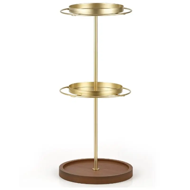 

【FITTING】Gold Glasses Holder With Wooden Tray Base-360° Rotating Sunglass Organizer For Desk Eyeglasses Storage